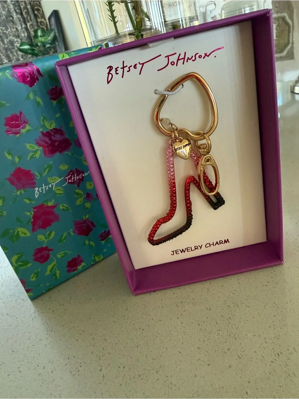 BETSEY Johnson high heel shoe keychain bag charm new in novelty box